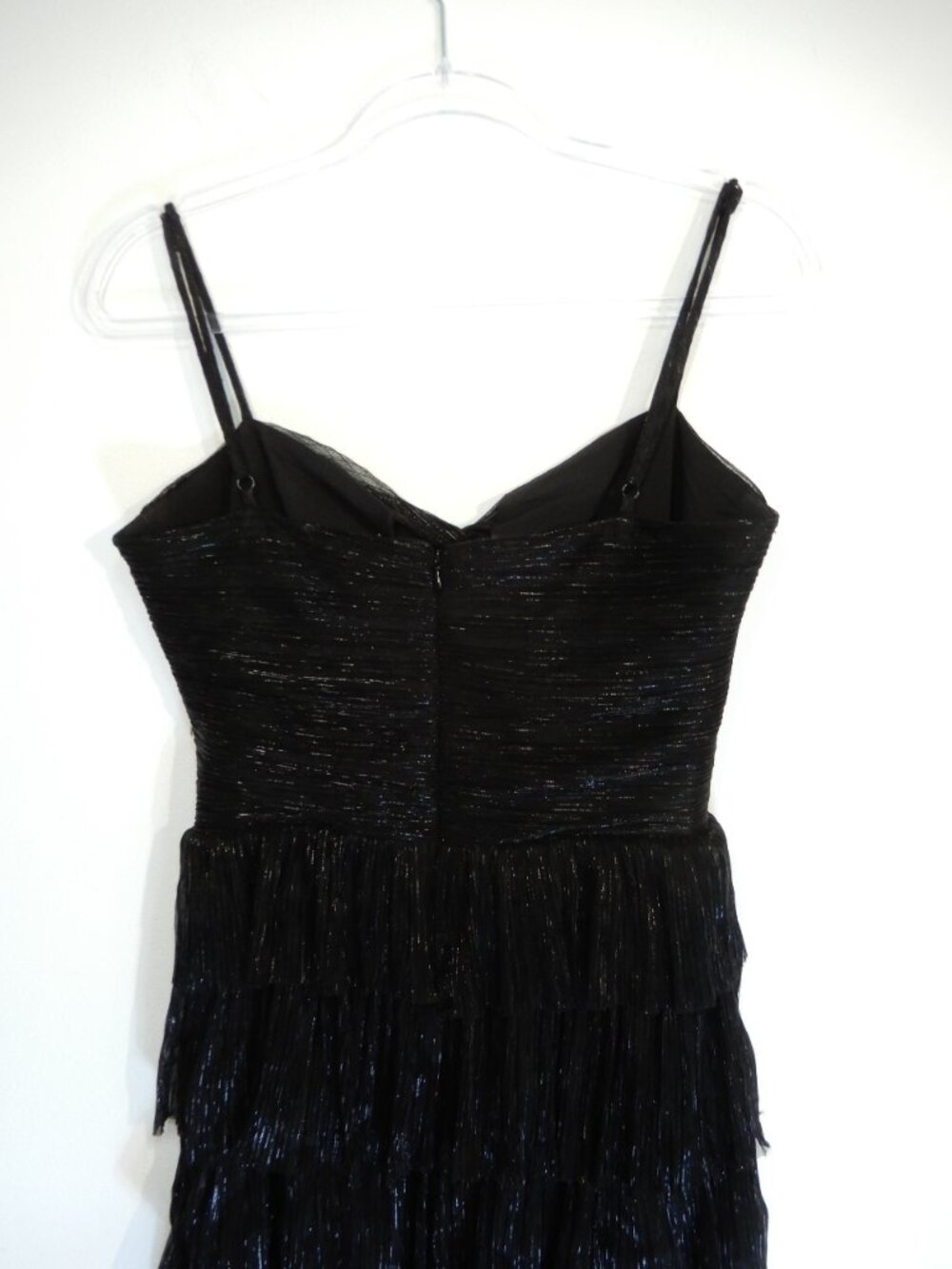 Gianni Bini Grace DRESS Sz 6 Metallic Plisse Sweetheart Neck Cut-Out Tiered NEW - Picture 10 of 11